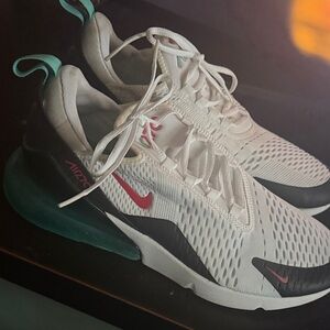 Nike Air Max 270 White with Red and Teal Accents